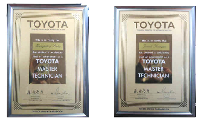 Toyota Master Technican - dyplom, dyplomy